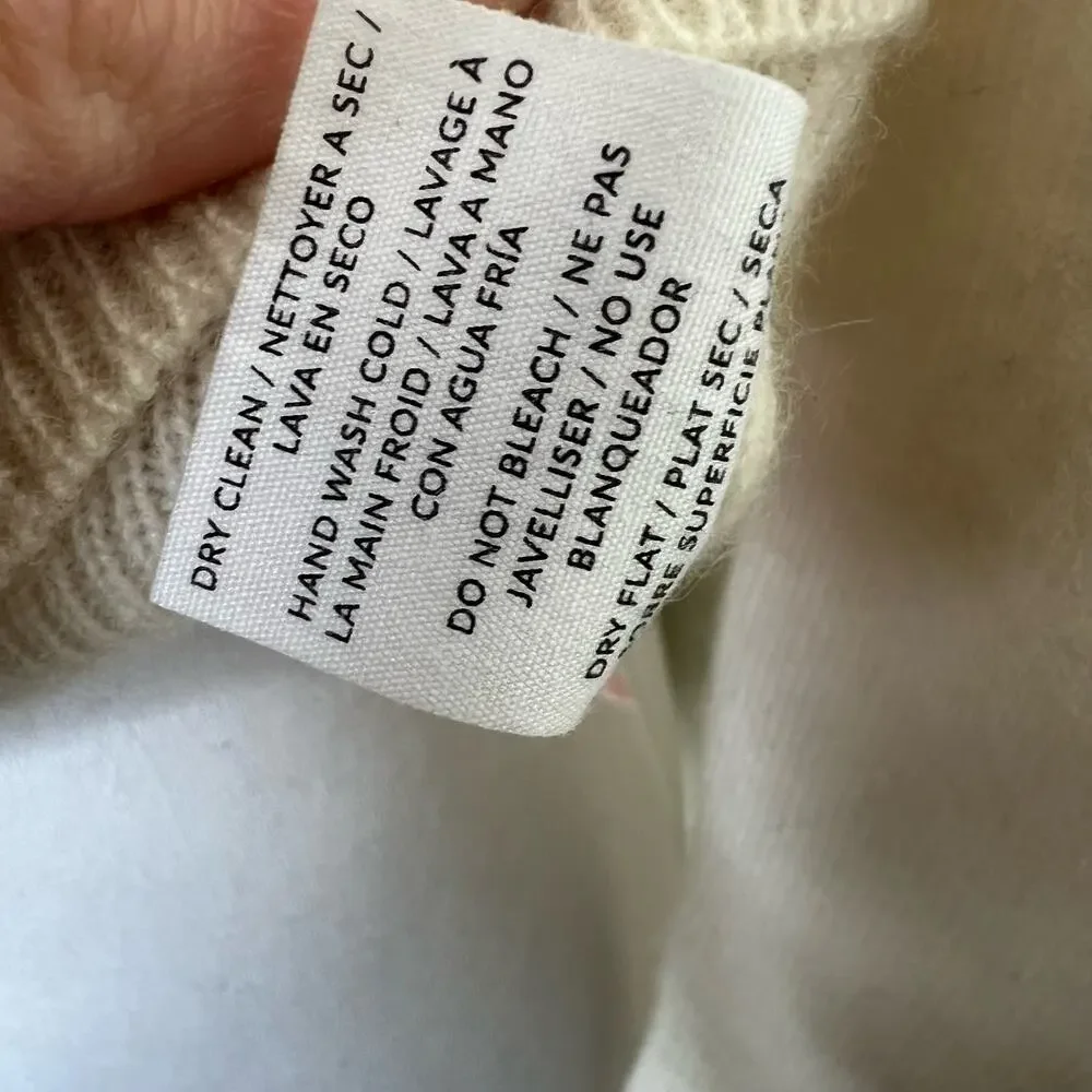 NAADAM Wool & Cashmere Sweater Cardigan Small Cream Ribbed Knit Button Front